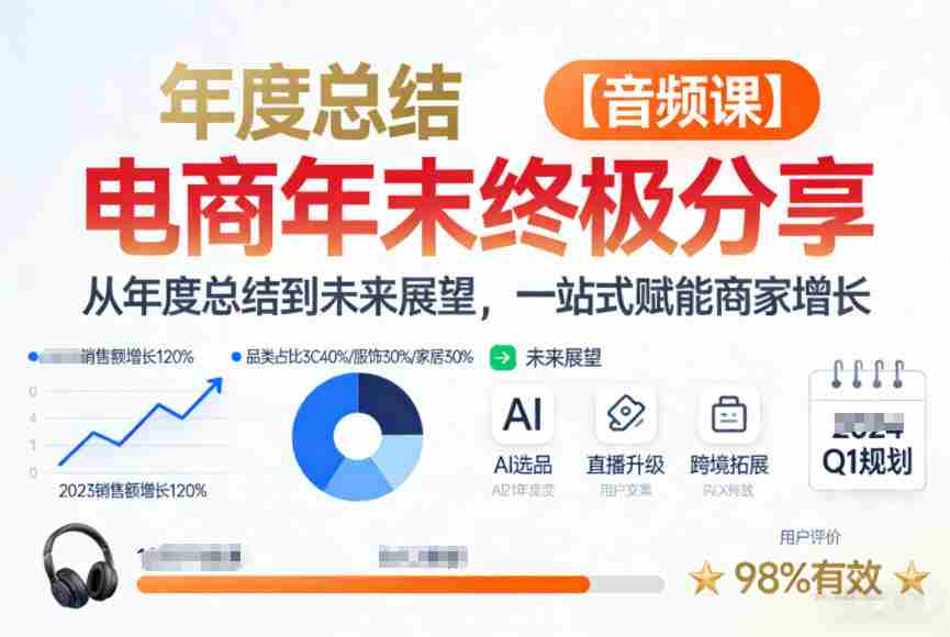 电商年未终极分享，从年度总结到未来展望，一站式赋能商家增长【音频课】-网创资源