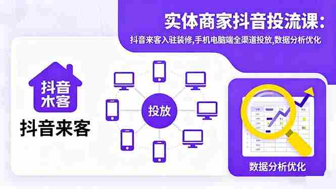 （16313期）实体商家抖音投流课:抖音来客入驻装修,手机电脑端全渠道投放,数据分析优化-网创资源