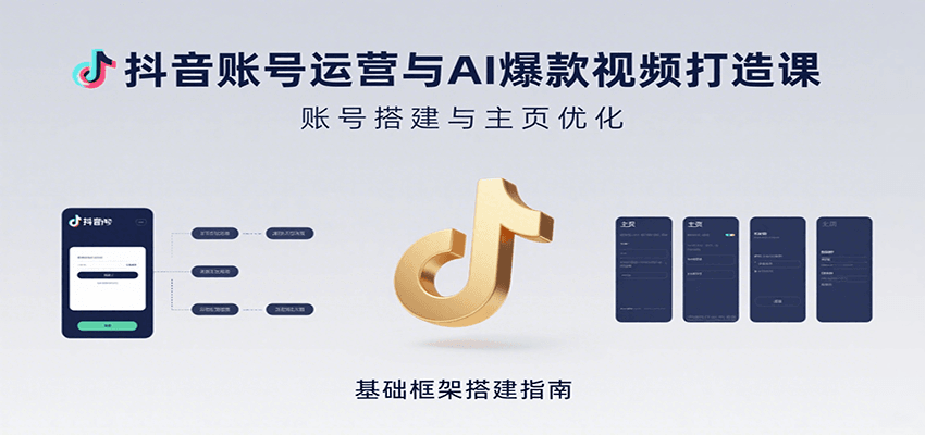 抖音账号运营与AI爆款视频打造课：含账号搭建、运营及多种AI特效视频制作方法-网创资源