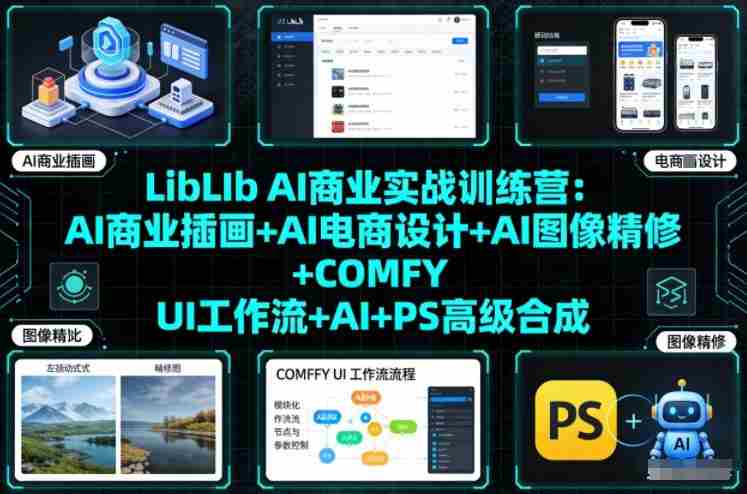LibLIb AI商业实战训练营：AI商业插画+AI电商设计+AI图像精修+COMFY UI工作流+AI+PS高级合成-网创资源