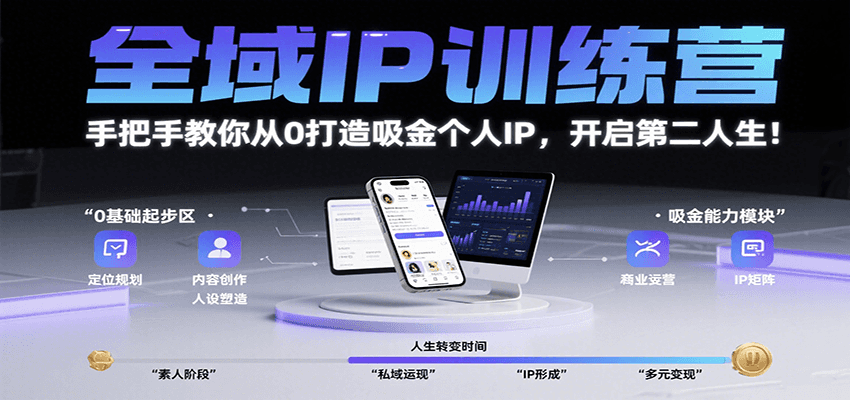 全域IP训练营，手把手教你从0打造吸金个人IP，开启第二人生！-网创资源