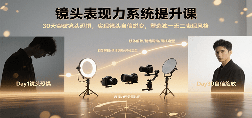 镜头表现力系统提升课，30天突破镜头恐惧实现自信蜕变，塑造独一无二表现风格-网创资源