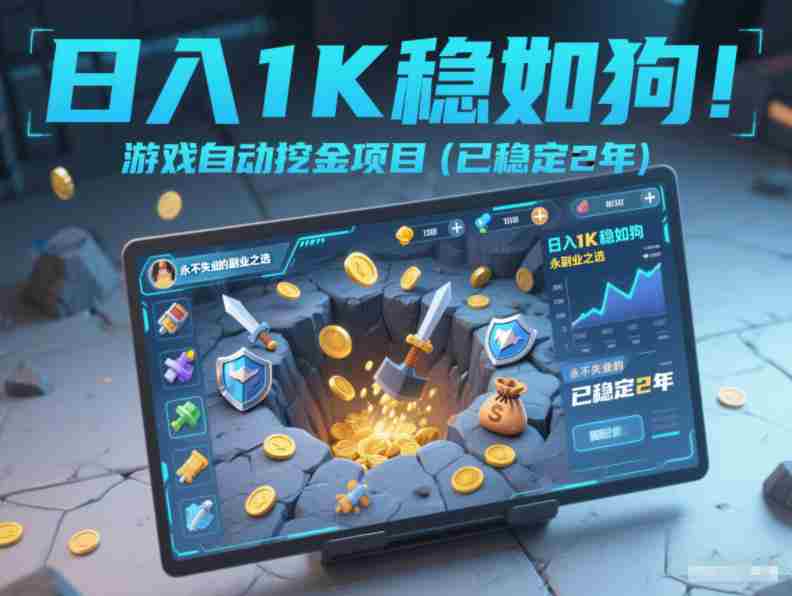 日入1K稳如狗！游戏自动挖金项目（已稳定2年），永不失业的副业之选【揭秘】-网创资源