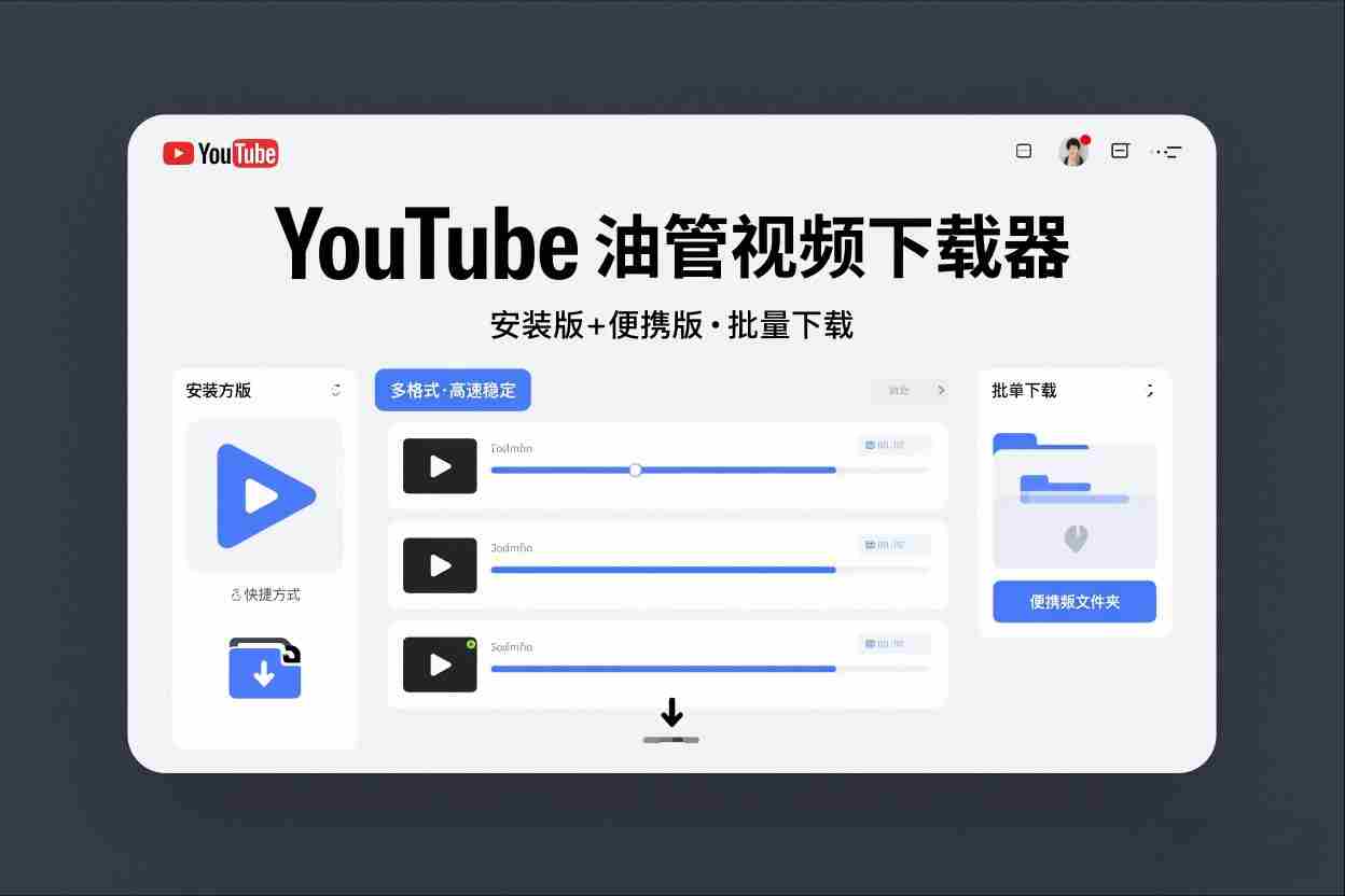 YouTube油管视频下载器安装版+便携版，可以批量下载多个视频-网创资源