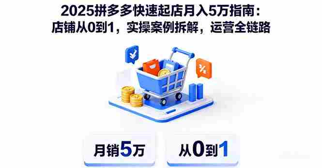 （16199期）2025拼多多快速起店月入5万指南：店铺从0到1，实操案例拆解，运营全链路-网创资源