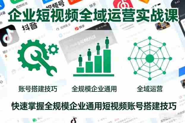 企业短视频全域运营实战课，快速掌握全规模企业通用短视频账号搭建技巧-网创资源