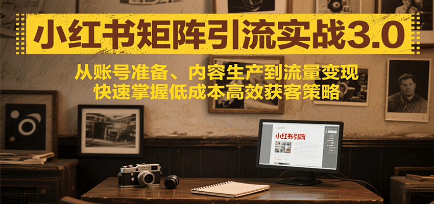 小红书矩阵引流3.0，从账号准备、内容生产到流量变现，快速掌握低成本高效获客策略-网创资源