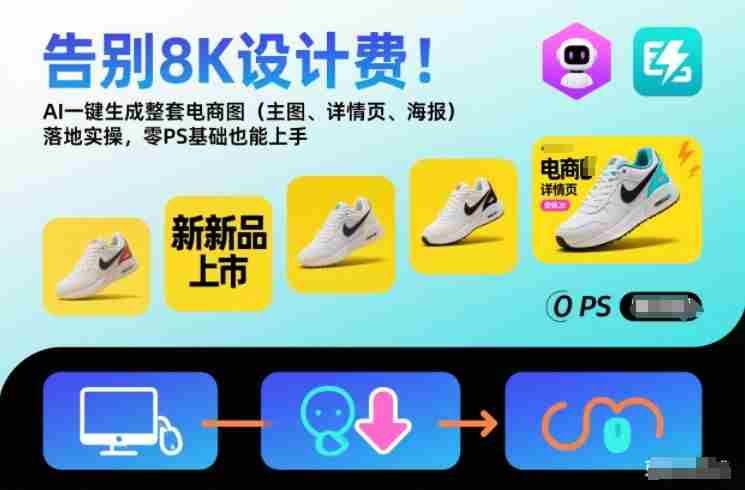告别8K设计费！AI一键生成整套电商图（主图、详情页、海报）落地实操，零PS基础也能上手-网创资源