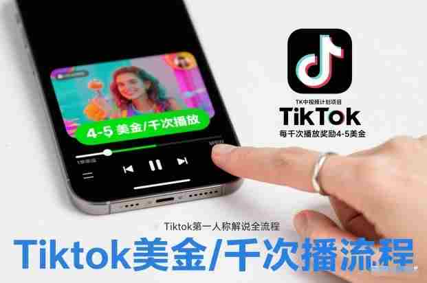 TK中视频计划项目，Tiktok第一人称解说流程，每干次播放奖励4-5美金-网创资源
