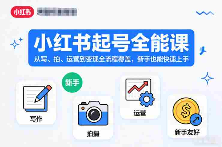 小红书起号全能课，从写、拍、运营到变现全流程覆盖，新手也能快速上手-网创资源