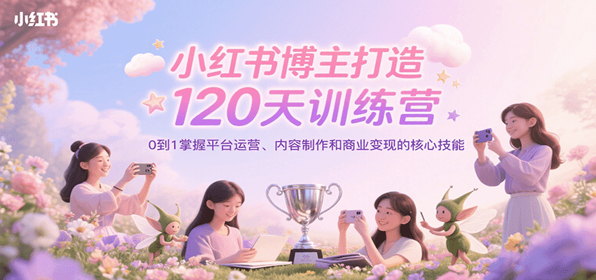 小红书博主打造120天训练营，0到1掌握平台运营、内容制作和商业变现-网创资源