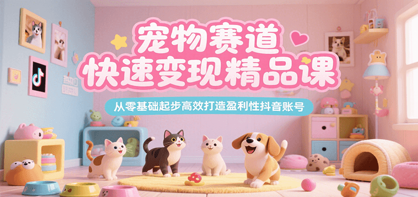 宠物赛道快速变现精品课，从零基础起步高效打造盈利性抖音账号-网创资源