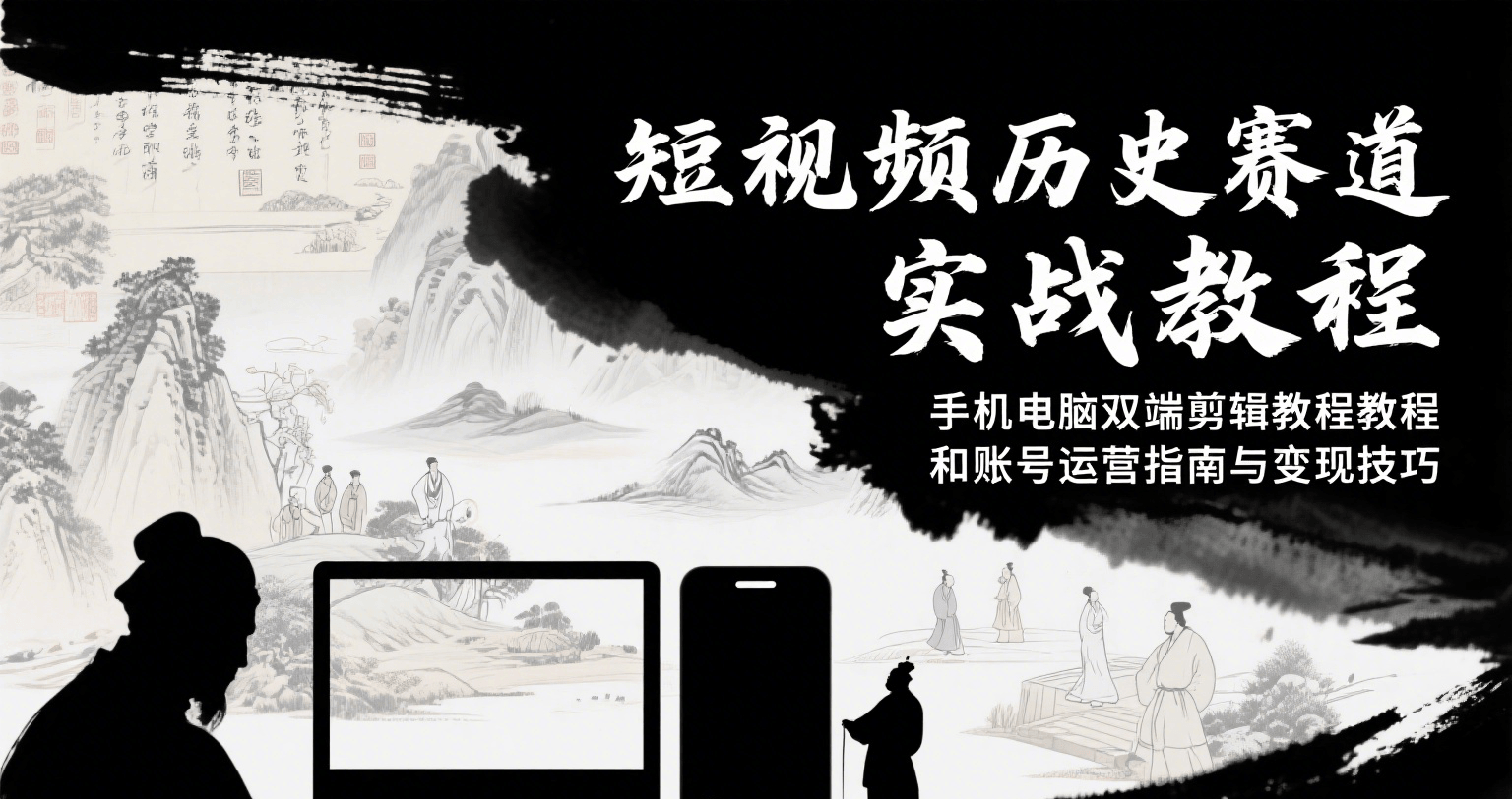 短视频历史赛道实战教程，手机电脑双端剪辑教程和账号运营指南与变现技巧-网创资源
