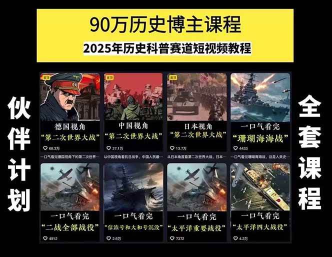 图片[1]-短视频历史赛道实战教程，手机电脑双端剪辑教程和账号运营指南与变现技巧