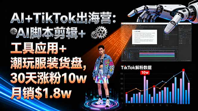 （16108期）AI+TikTok出海营:AI脚本剪辑+工具应用+潮玩服装货盘,30天涨粉10w月销$1.8w-网创资源