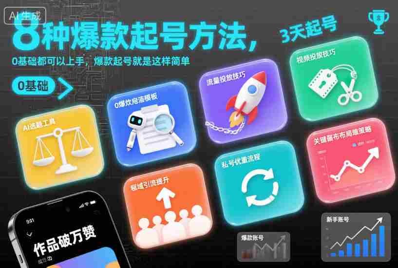 8种爆款起号方法，0基础都可以上手，爆款起号就是这样简单-网创资源