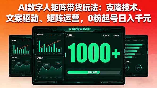 （16050期）AI数字人矩阵带货玩法：克隆技术、文案驱动、矩阵运营，0粉起号日入千元-网创资源