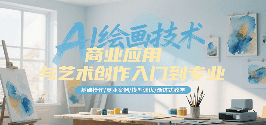 AI绘画技术商业应用与艺术创作入门到专业，基础操作/商业案例/模型调优/渐进式教学-网创资源