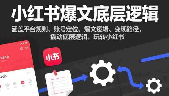 小红书爆文底层逻辑，涵盖平台规则、账号定位、爆文逻辑、变现路径，撬动底层逻辑，玩转小红书-网创资源