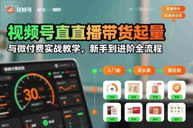 视频号直播带货起量与微付费实战教学，新手到进阶全流程-网创资源