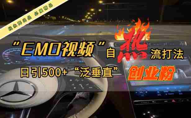 EMO自热流创业粉打法，三天起千粉号，单视频十万播放量，多账号矩阵日引精准引流500+-网创资源
