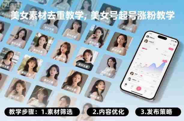 美女素材去重教学，美女号起号涨粉教学-网创资源
