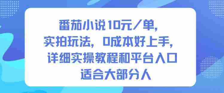 番茄小说10米每单，实拍玩法，0成本好上手，详细实操教程和平台入口适合大部分人-网创资源