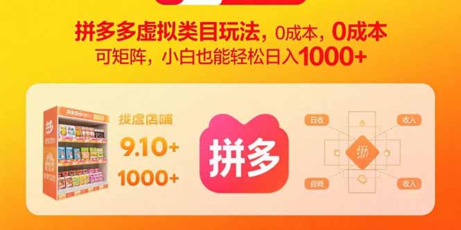 （15943期）拼多多虚拟类目玩法，0成本，可矩阵，小白也能轻松日入1000+-网创资源