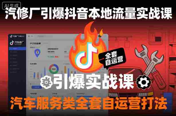 汽修厂引爆抖音本地流量实战课，汽车服务类全套自运营打法-网创资源