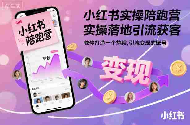 小红书实操陪跑营，实操落地引流获客，教你打造一个持续引流变现的账号-网创资源