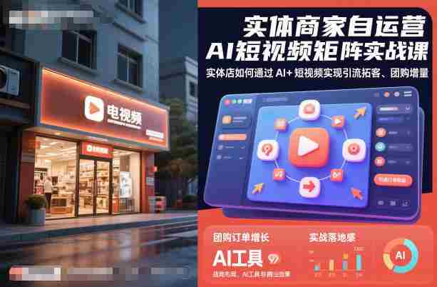 实体商家自运营AI短视频矩阵实战课，实体店如何通过AI+短视频实现引流拓客、团购增量-网创资源