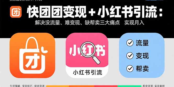 （15877期）快团团变现+小红书引流：解决没流量、难变现、缺帮卖三大痛点 实现月入3w+-网创资源