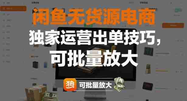 闲鱼无货源电商，独家运营出单技巧，可批量放大-网创资源