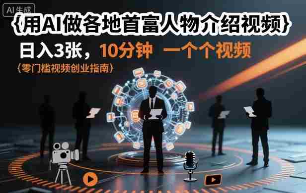 用AI做各地首富人物介绍视频，日入3张，10分钟一个视频-网创资源