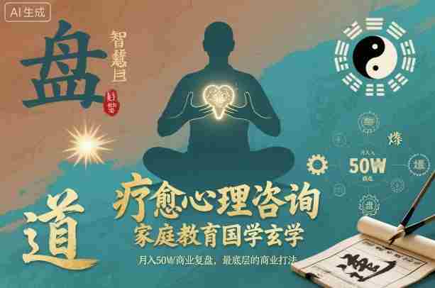 疗愈心理咨询，家庭教育国学玄学，月入50个商业复盘，最底层的商业打法-网创资源