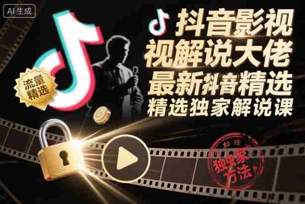 抖音影视解说大佬最新抖音进精选和独家方法，精选独家解说课-网创资源