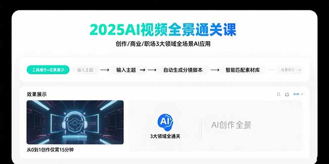 （15762期）2025AI视频全景通关课：涵盖创作/商业/职场3大领域  掌握AI全场景应用-网创资源