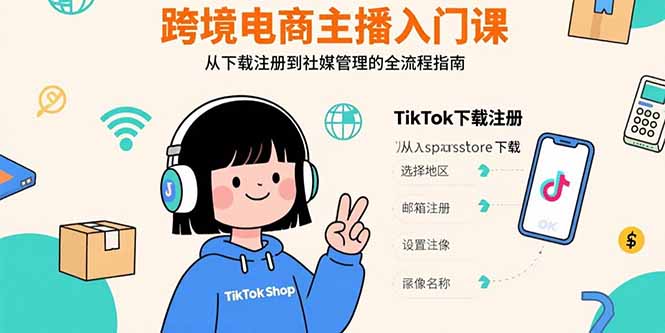 （15708期）跨境电商主播入门课，TikTok下载注册，支付工具配置，社媒账号管理全流程-网创资源