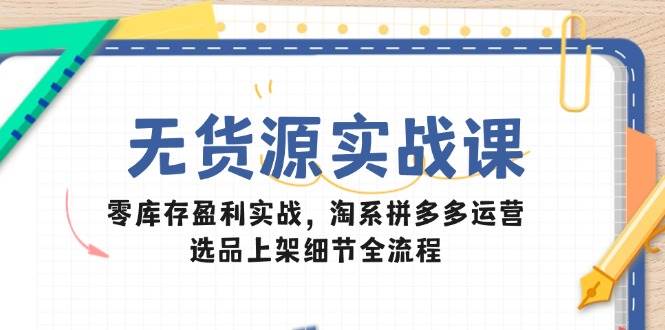 无货源实战课：零库存盈利实战，淘系拼多多运营，选品上架细节全流程-网创资源