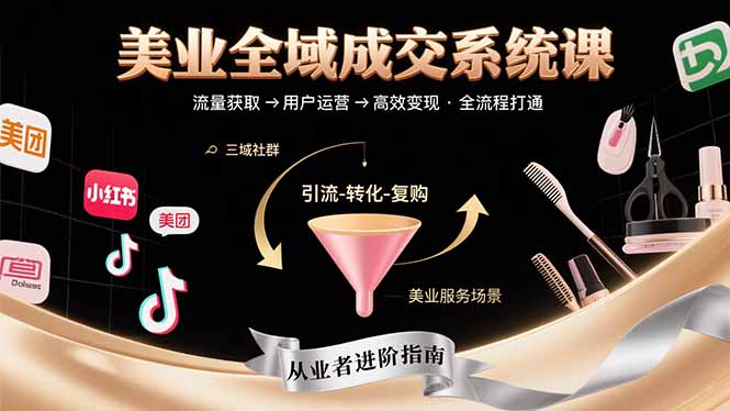 （15650期）美业全域成交系统课程：帮助美业从业者打通从流量获取到高效变现全流程-网创资源