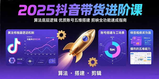 （15571期）2025抖音带货进阶课：算法底层逻辑,优质账号五维搭建,剪映全功能速成指南-网创资源
