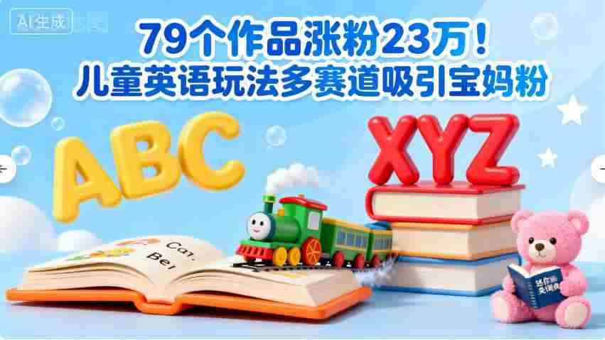 79个作品涨粉23w！儿童英语玩法多赛道吸引宝妈粉-网创资源