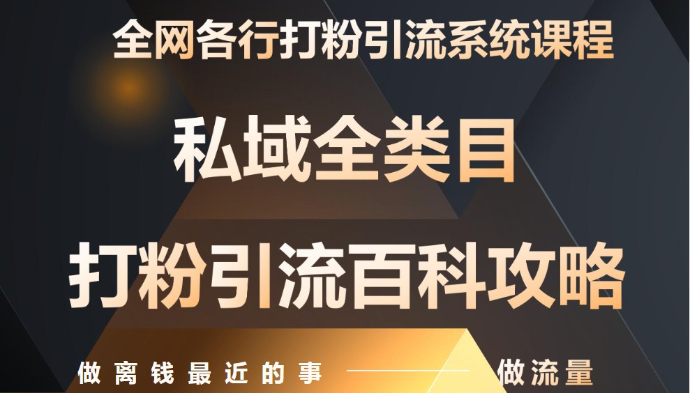 月入9万：全网唯一私域打粉引流神课，零基础手把手带你引流变现-网创资源