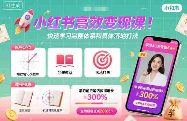 小红书高效变现课，快速学习小红书完整体系和具体落地打法-网创资源