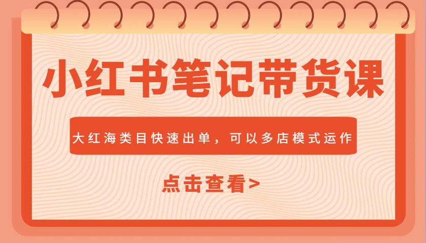 小红书笔记带货课，大红海类目快速出单，市场大，可以多店模式运作（更新）-网创资源