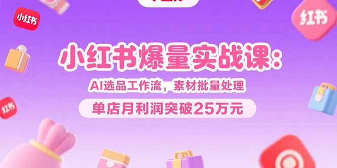 （15462期）小红书爆量实战课：AI选品工作流，素材批量处理，单店月利润突破25万元-网创资源