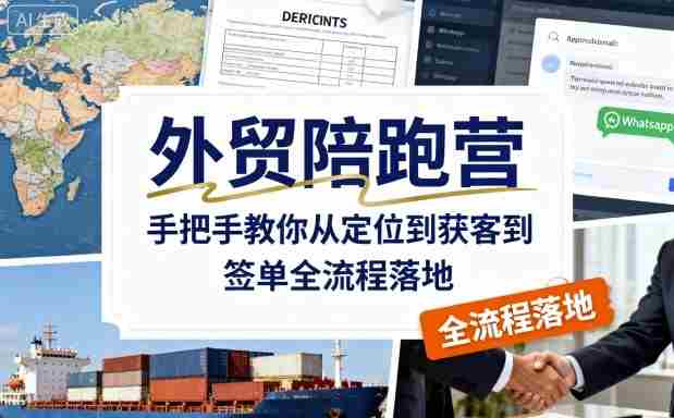 外贸陪跑营，手把手教你从定位到获客到签单全流程落地-网创资源