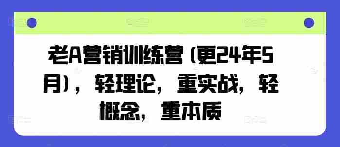 老A营销训练营(更25年10月)，轻理论，重实战，轻概念，重本质-网创资源