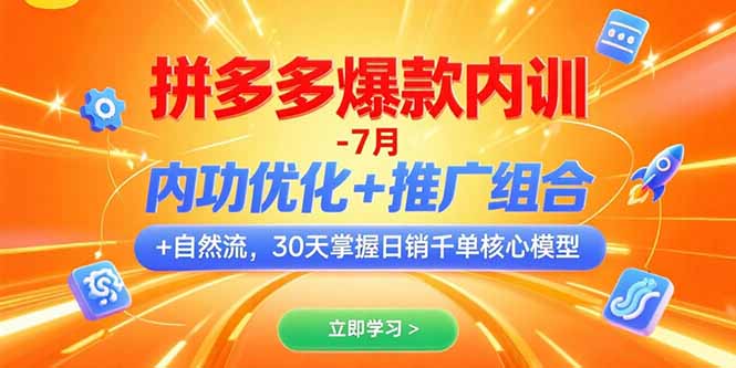 （15402期）拼多多爆款内训-7月 内功优化+推广组合+自然流 30天掌握日销千单核心模型-网创资源
