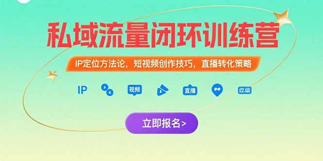 （15396期）私域流量闭环训练营：IP定位方法论，短视频创作技巧，直播转化策略-网创资源